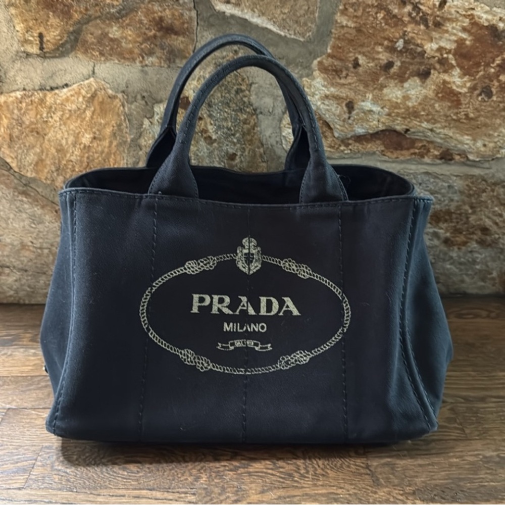 Prada Black Canapa Tote Bag